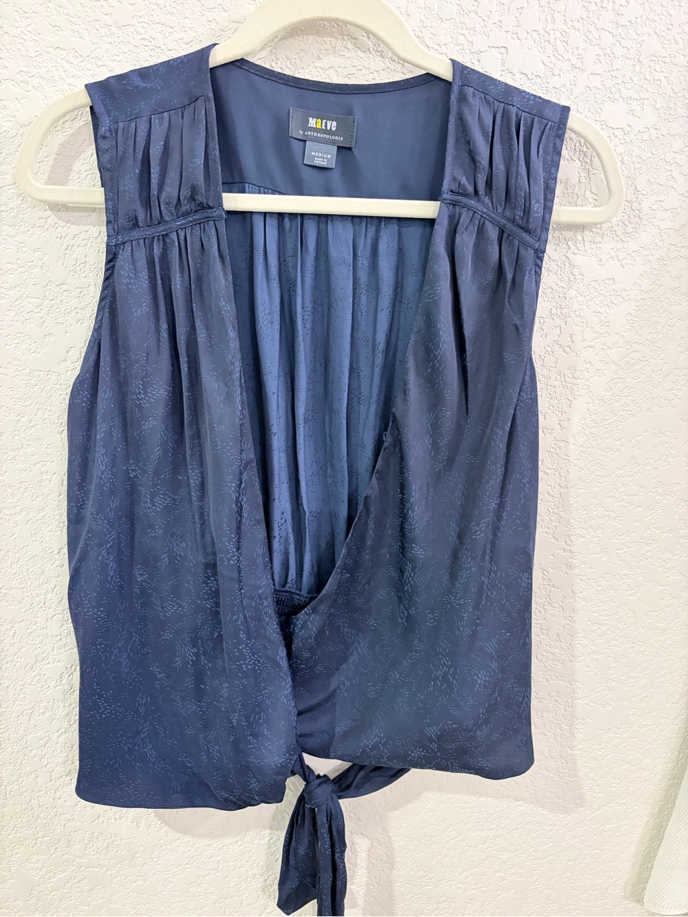 maeve Navy Tie-Front Sleeveless Blouse